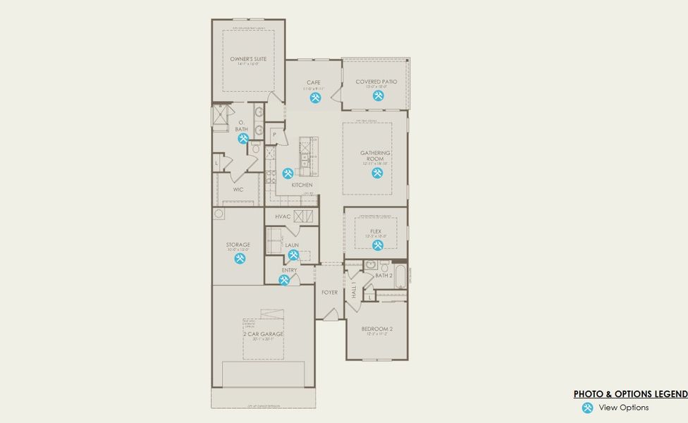 2D floor plan layout of this home in Del Webb Austin at Lost Pines, Bastrop, TX (Image 5).