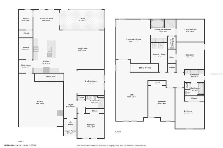2D floor plan layout of this home in Hawkstone, Lithia, FL (Image 5).
