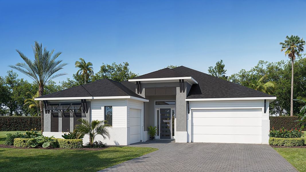 Representative exterior photo of a completed home built from the 2844F by Perry Homes in Glynlea Country Club 60', Port St. Lucie, FL (Image 1).