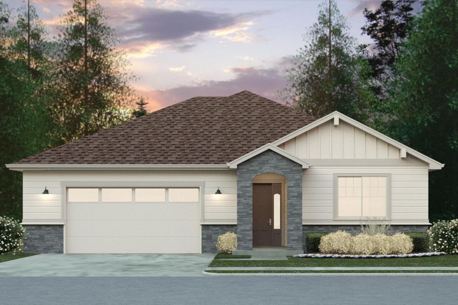 Representative exterior photo of a completed home built from the Amelia by Bridgewater Homes in Kitchel Lake, Timnath, CO (Image 6).