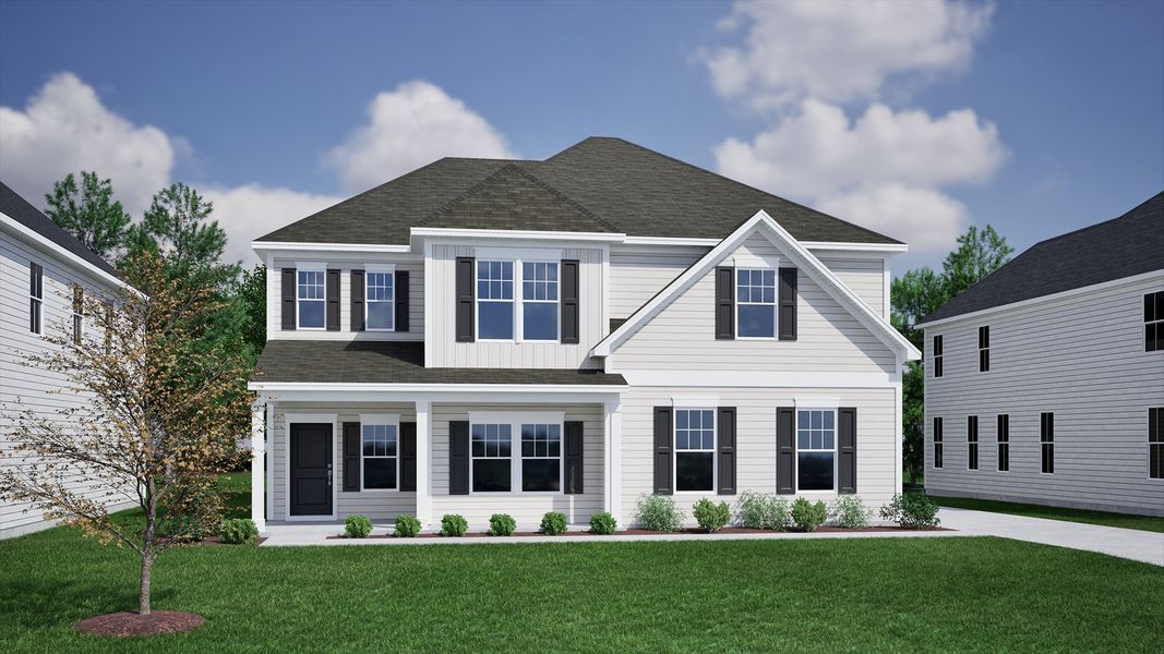 Representative exterior photo of a completed home built from the Warwick II - Vanguard Collection by Mungo Homes in Scotts Hill Village, Wilmington, NC (Image 17).