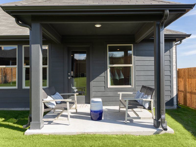 The included covered patio is perfect for outdoor entertaining.