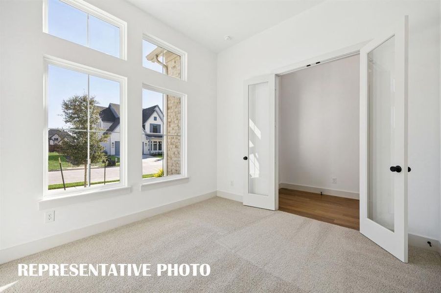 The professional working from home will enjoy the privacy this beautiful home office provides.  REPRESENTATIVE PHOTO