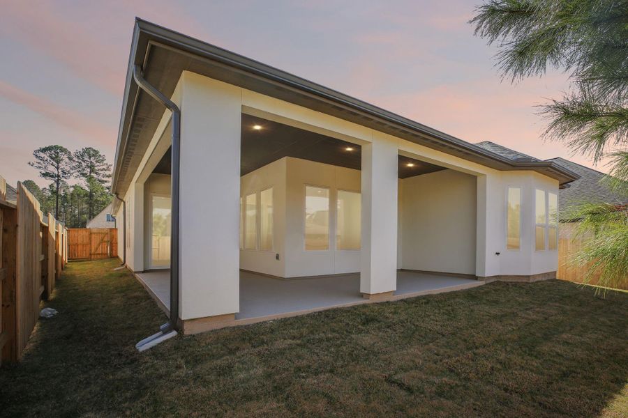 Exterior details and patio area of a home in Woodhavyn 50', Magnolia (Image 3).