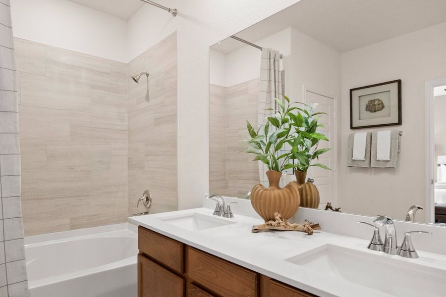 Dual-sink vanity at primary bath Dual-sink vanity at primary bath