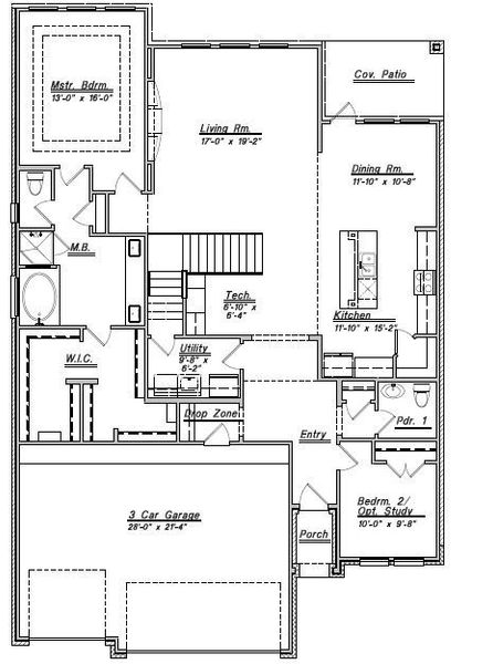 2D floor plan layout for the Floor Plan 3184 by Colina Homes in Grand Magnolia, Magnolia, TX (Image 1). 2D floor plan layout for the Floor Plan 3184 by Colina Homes in Grand Magnolia, Magnolia, TX (Image 1).