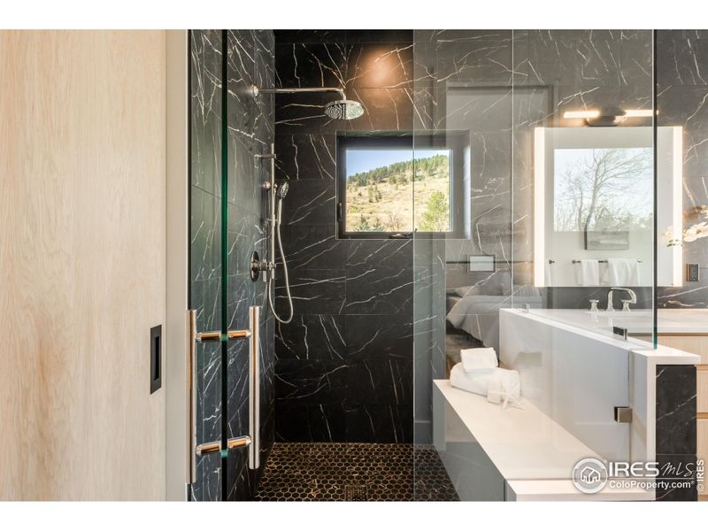 Detail of the primary bathroom steam shower.