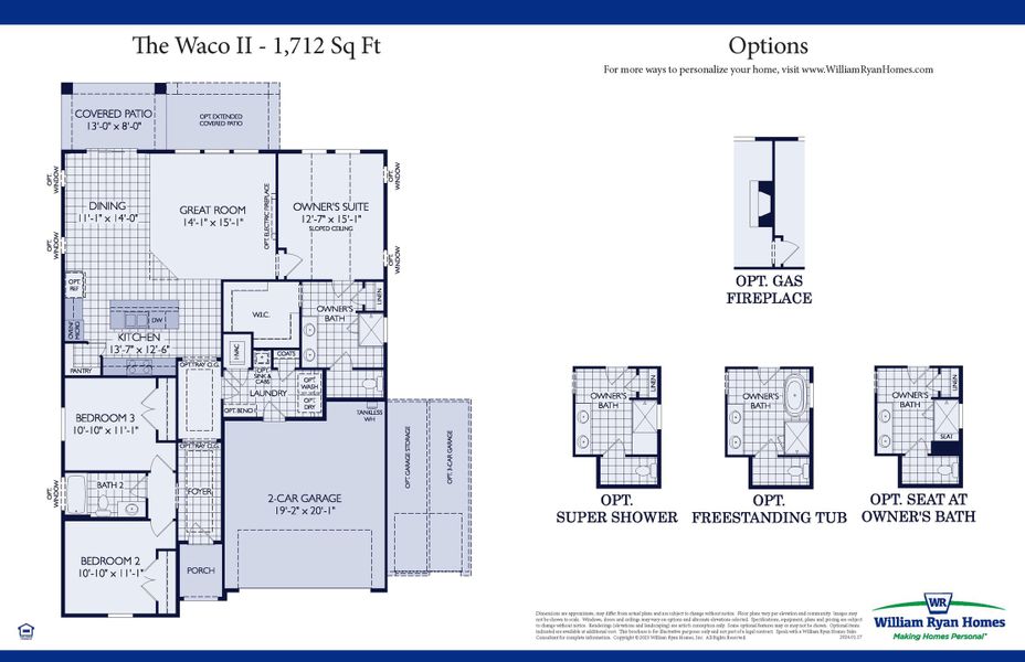 2D floor plan layout for the The Waco II by William Ryan Homes in Lily Creek at Sutton Fields, Aubrey, TX (Image 3). 2D floor plan layout for the The Waco II by William Ryan Homes in Lily Creek at Sutton Fields, Aubrey, TX (Image 3).