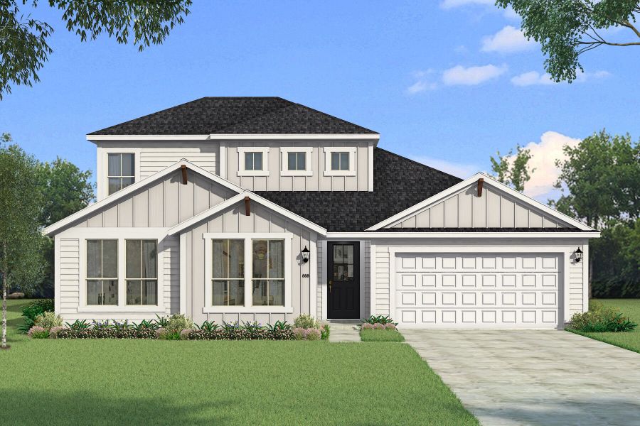 Representative exterior photo of a completed home built from the Catania by Mattamy Homes in Creekside of Crowley, Crowley, TX (Image 1). Representative exterior photo of a completed home built from the Catania by Mattamy Homes in Creekside of Crowley, Crowley, TX (Image 1).