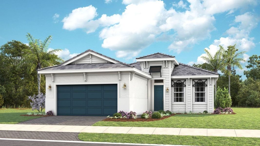 Florida Vernacular - Front Load Garage