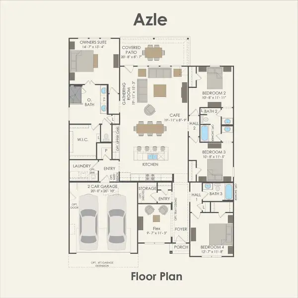 2D floor plan layout for the Azle by Pulte Homes in Blue Creek Trails, Richmond, TX (Image 3). 2D floor plan layout for the Azle by Pulte Homes in Blue Creek Trails, Richmond, TX (Image 3).