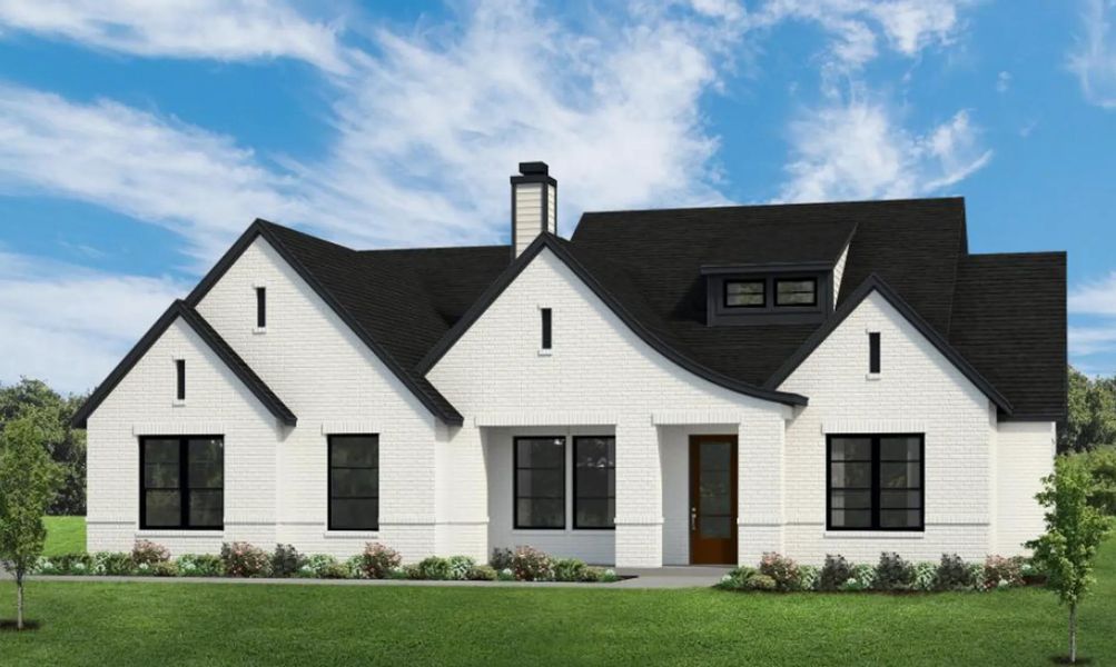 Representative exterior photo of a completed home built from the The Paxton by Elmwood Custom Homes in Matthews Farm, Venus, TX (Image 8). Representative exterior photo of a completed home built from the The Paxton by Elmwood Custom Homes in Matthews Farm, Venus, TX (Image 8).