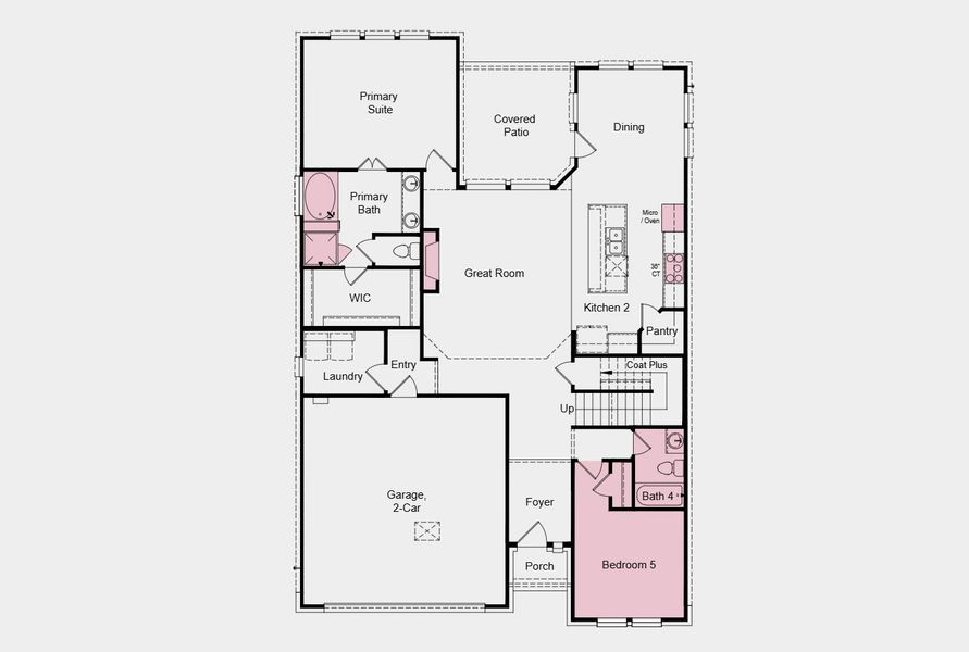 2D floor plan layout of this home in South Oak, Lakewood Village, TX (Image 5).