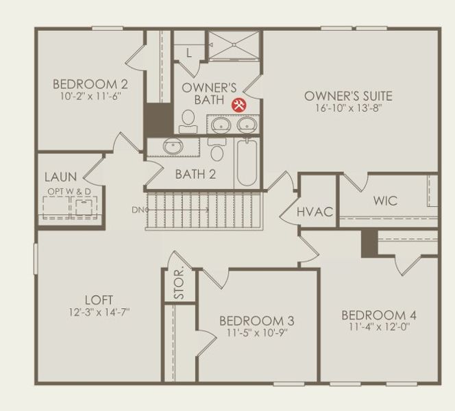 2D floor plan layout for the Rosella by Centex in Carpenter Falls, Durham, NC (Image 4).