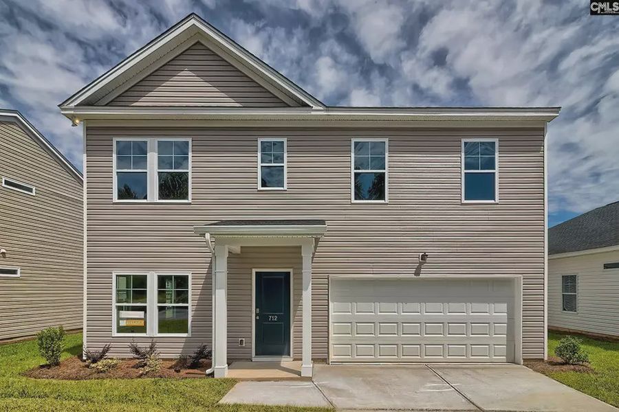 Front exterior of a new home in Emanuel Creek, West Columbia, SC, highlighting curb appeal (Image 1).