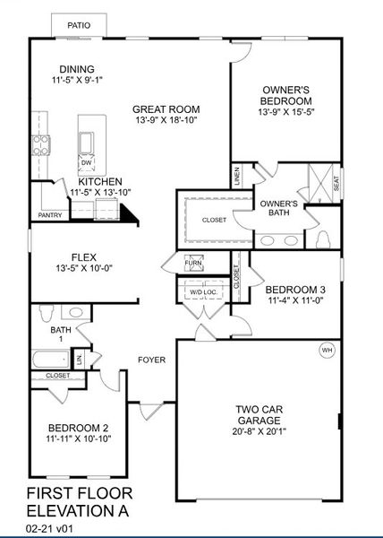 2D floor plan layout for the Baymont by Ryan Homes in Brooks Landing, Titusville, FL (Image 1). 2D floor plan layout for the Baymont by Ryan Homes in Brooks Landing, Titusville, FL (Image 1).
