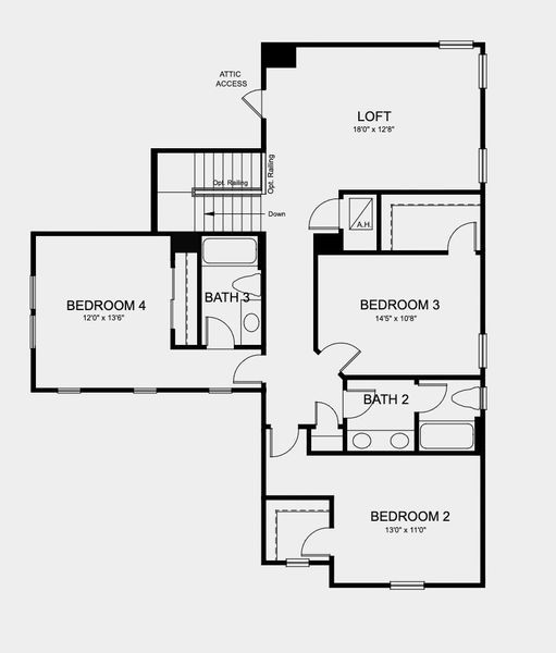 2D floor plan layout for the Bermuda by Taylor Morrison in Brookland Park, Auburndale, FL (Image 5).