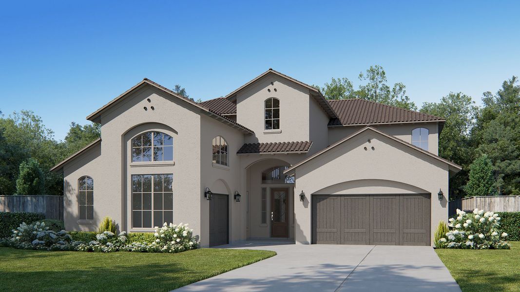 Representative exterior photo of a completed home built from the 534A by Britton Homes in Fields 60', Frisco, TX (Image 1). Representative exterior photo of a completed home built from the 534A by Britton Homes in Fields 60', Frisco, TX (Image 1).