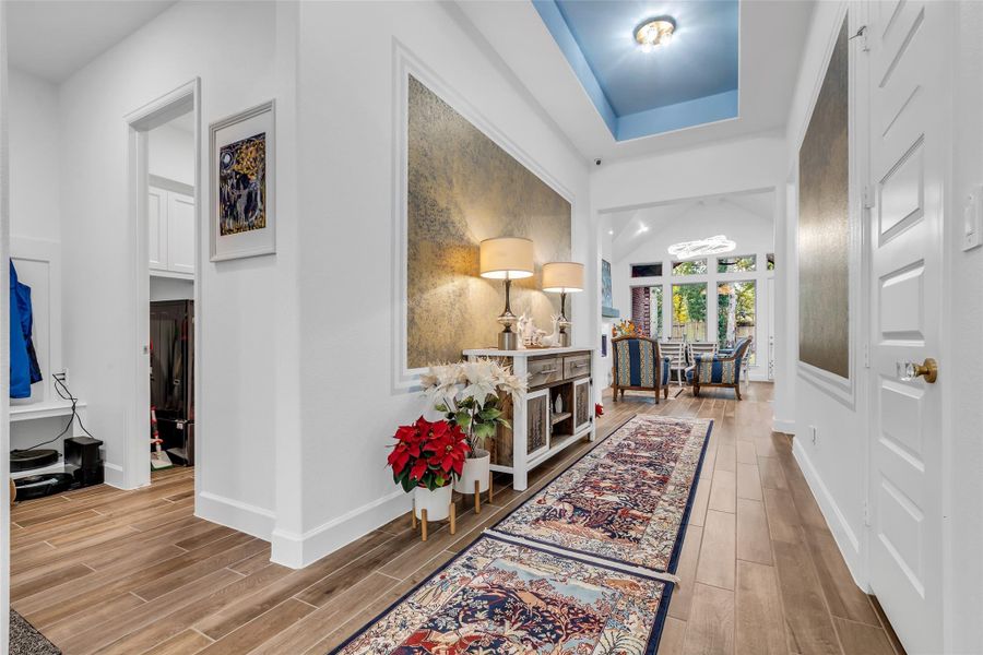 Mudroom with built-in bench and clothes rack Mudroom with built-in bench and clothes rack