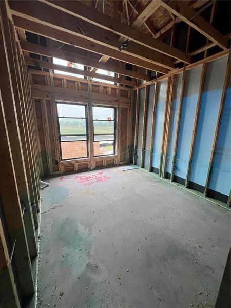 Downstairs bedroom 2 with a full bathroom. Swipe over to see a representation of this space once completed.