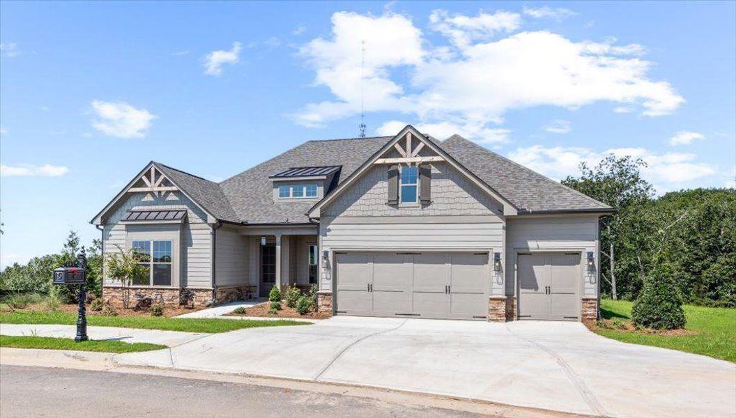 Front exterior of a new home in Horizon at Laurel Canyon, Canton, GA, highlighting curb appeal (Image 2). Front exterior of a new home in Horizon at Laurel Canyon, Canton, GA, highlighting curb appeal (Image 2).
