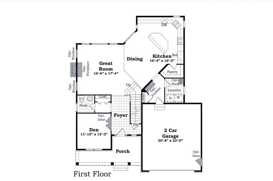 2D floor plan layout for the The Yorkshire by Norfolk Homes in Coronado Estates, Jackson, MI (Image 6).