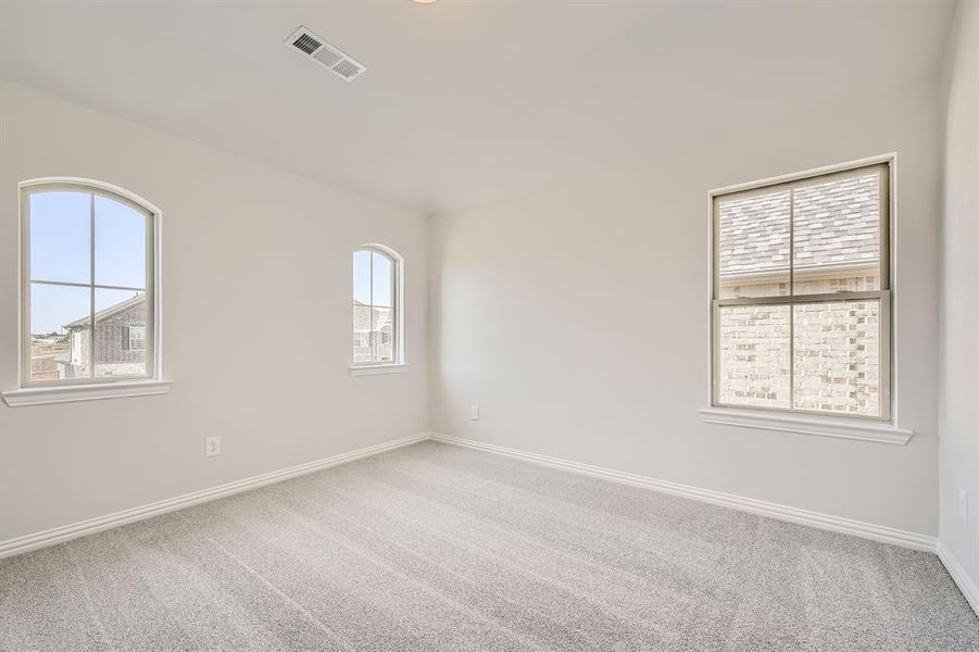 Carpeted spare room featuring a wealth of natural light