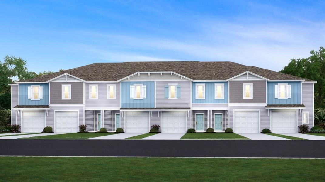 A craftsman-inspired townhome exterior