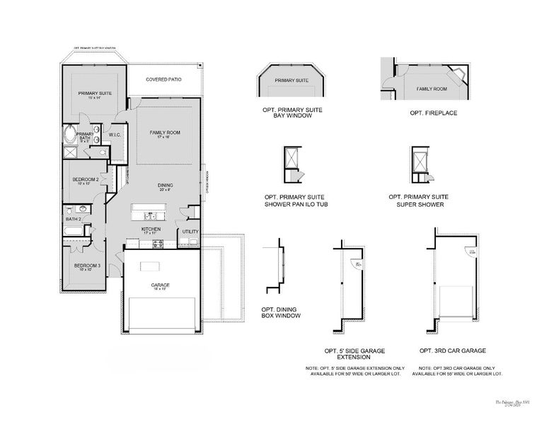 2D floor plan layout for the The Palermo by Legend Homes in Granger Pines, Conroe, TX (Image 3).