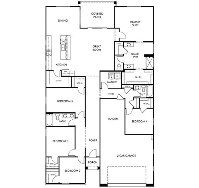 2D floor plan layout for the Jasper by Meritage Homes in Summit at Rocking K, Vail, AZ (Image 3).