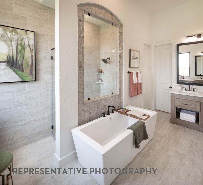 Furnished interior view inside a new home in Santa Rita Ranch, Liberty Hill (Image 26). Furnished interior view inside a new home in Santa Rita Ranch, Liberty Hill (Image 26).