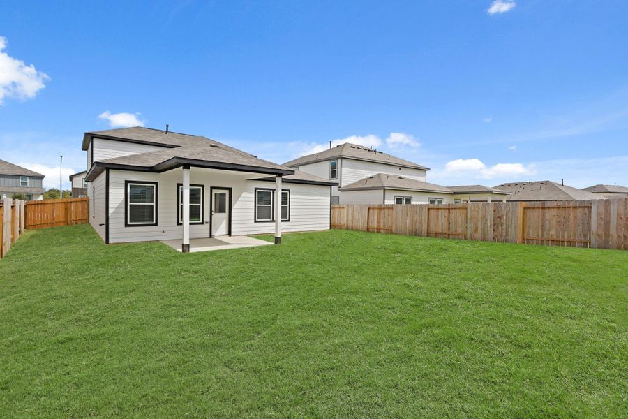 Exterior details and patio area of a home in Liberty Collection at Paloma at Sanford Farms, Waller (Image 2). Exterior details and patio area of a home in Liberty Collection at Paloma at Sanford Farms, Waller (Image 2).