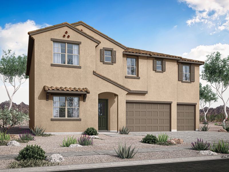 Representative exterior photo of a completed home built from the Redwood by Mattamy Homes in Landmarke, Queen Creek, AZ (Image 5). Representative exterior photo of a completed home built from the Redwood by Mattamy Homes in Landmarke, Queen Creek, AZ (Image 5).