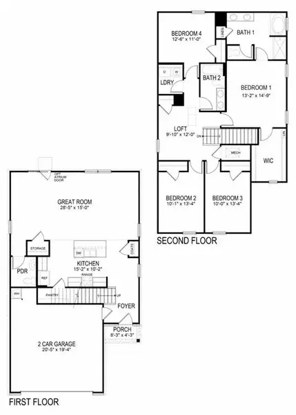 2D floor plan layout of this home in Rolling Meadows, Jasper, GA (Image 3).