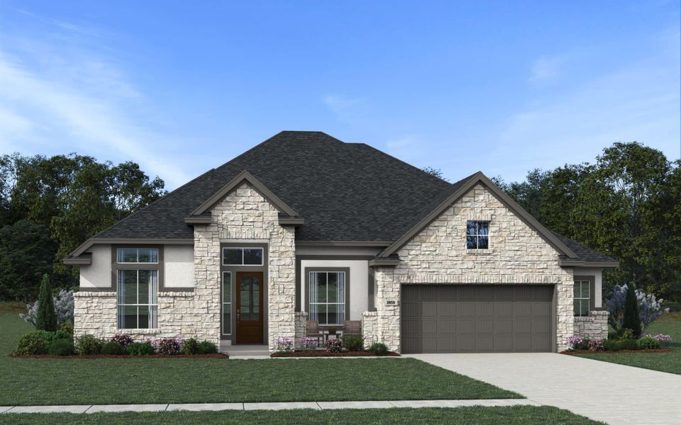 Representative exterior photo of a completed home built from the Asheville 65′ by Chesmar Homes in Prominence, San Antonio, TX (Image 5).