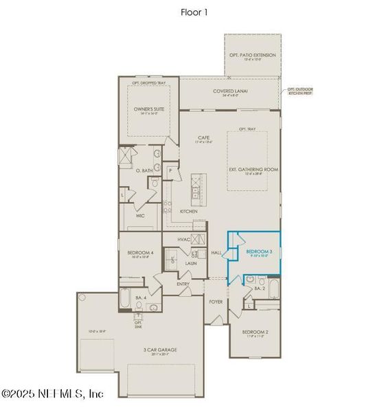 2D floor plan layout of this home in Hyland Trail, Green Cove Springs, FL (Image 3).