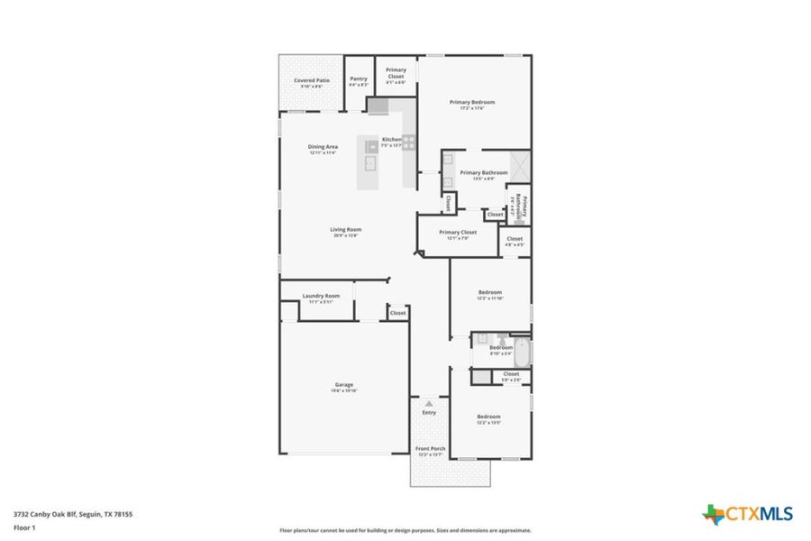 2D floor plan layout of this home in Village at Three Oaks, Seguin, TX (Image 5).