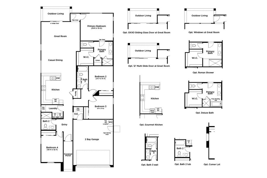 2D floor plan layout for the Larkspur by DRB Homes in Saguaro Hills at Vistancia, Peoria, AZ (Image 3).