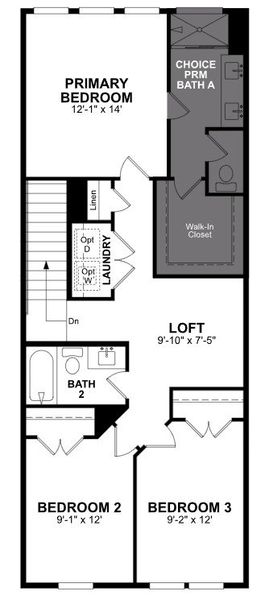 2D floor plan layout of this home in Townes on Leesville, Durham, NC (Image 4).