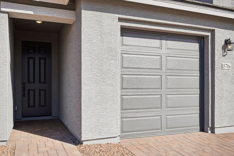 Exterior elevation, covered entry. Finishes and options may vary by community Exterior elevation, covered entry. Finishes and options may vary by community