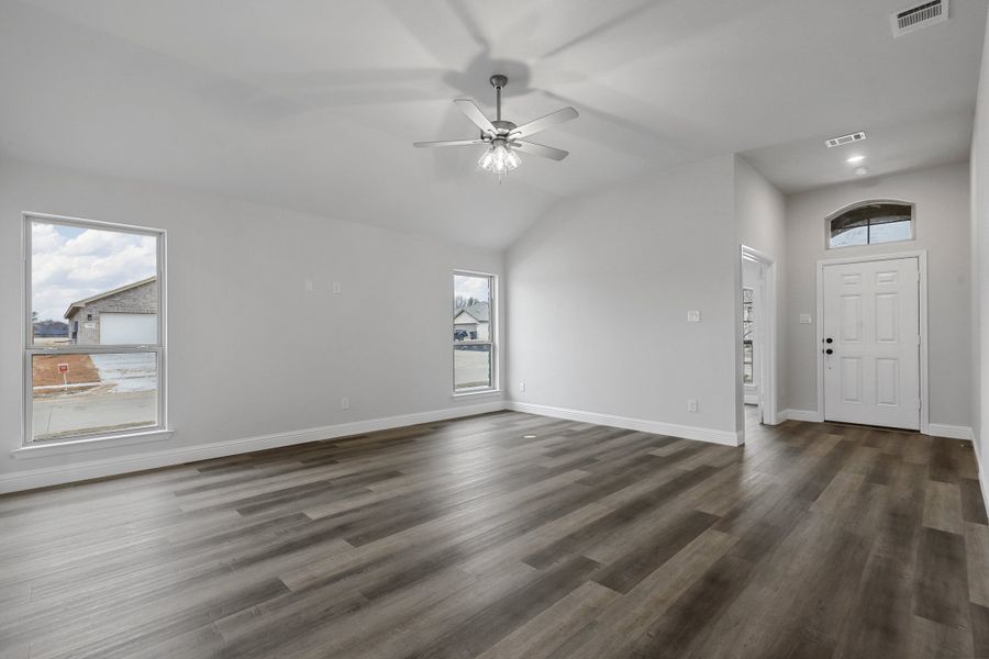 Representative unfurnished interior of a home built from the Devin by Cheldan Homes in Sunset Ridge, Keene (Image 45). Representative unfurnished interior of a home built from the Devin by Cheldan Homes in Sunset Ridge, Keene (Image 45).
