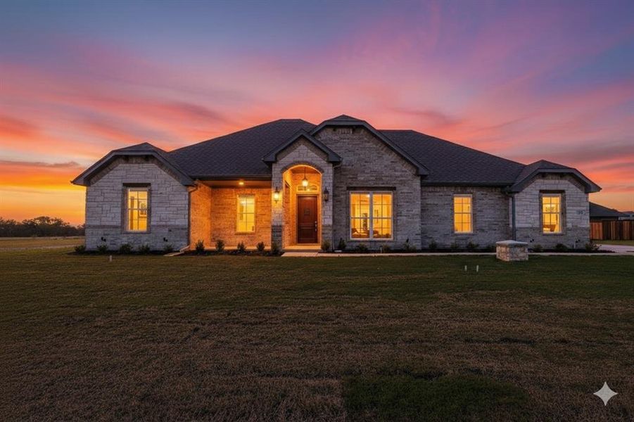 Front exterior of a new home in , Springtown, TX, highlighting curb appeal (Image 1). Front exterior of a new home in , Springtown, TX, highlighting curb appeal (Image 1).