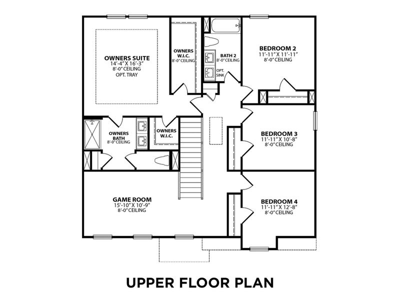 2D floor plan layout for the The Murray B by Davidson Homes LLC in Sage Farms, White House, TN (Image 4). 2D floor plan layout for the The Murray B by Davidson Homes LLC in Sage Farms, White House, TN (Image 4).