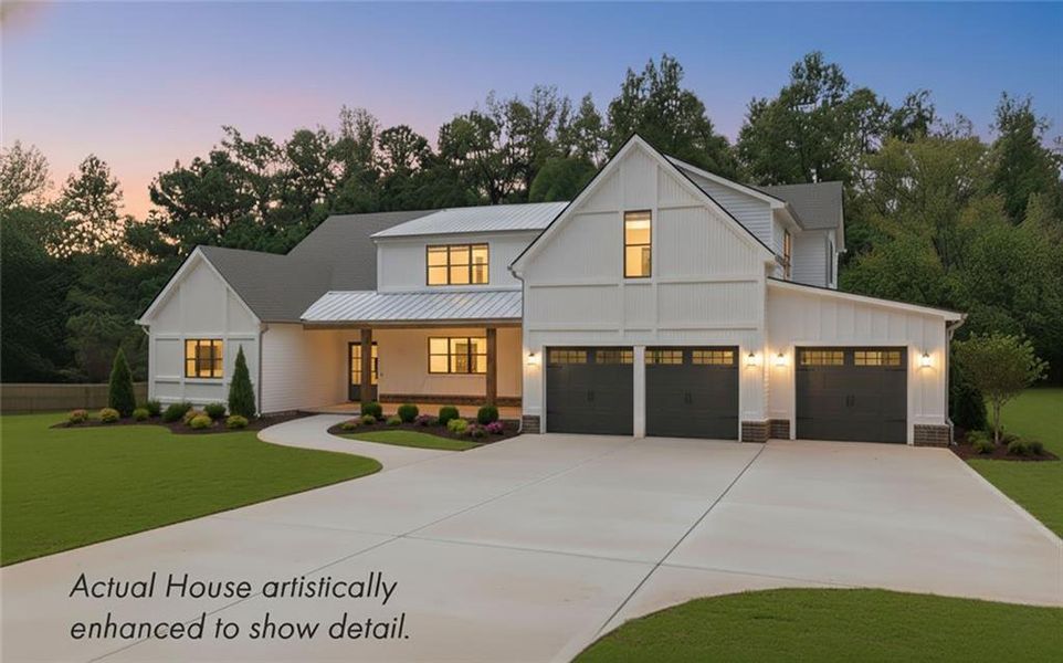 Front exterior of a new home in , Woodstock, GA, highlighting curb appeal (Image 1).