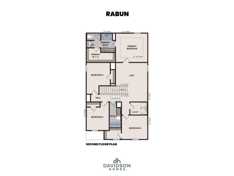 2D floor plan layout for the The Rabun A by Davidson Homes LLC in Bailey Park, Fayetteville, TN (Image 4).