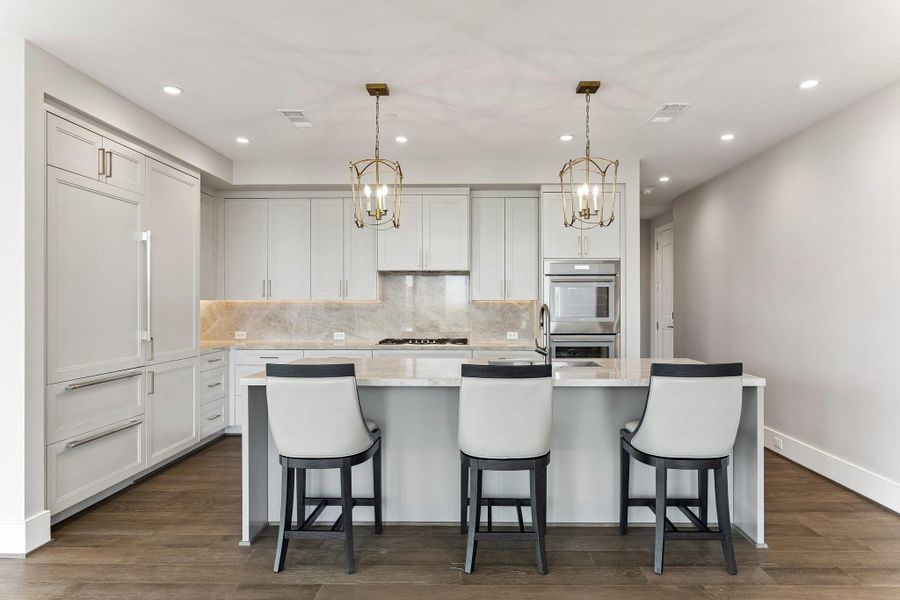 Different angle showing off the perfectly positioned kitchen island.