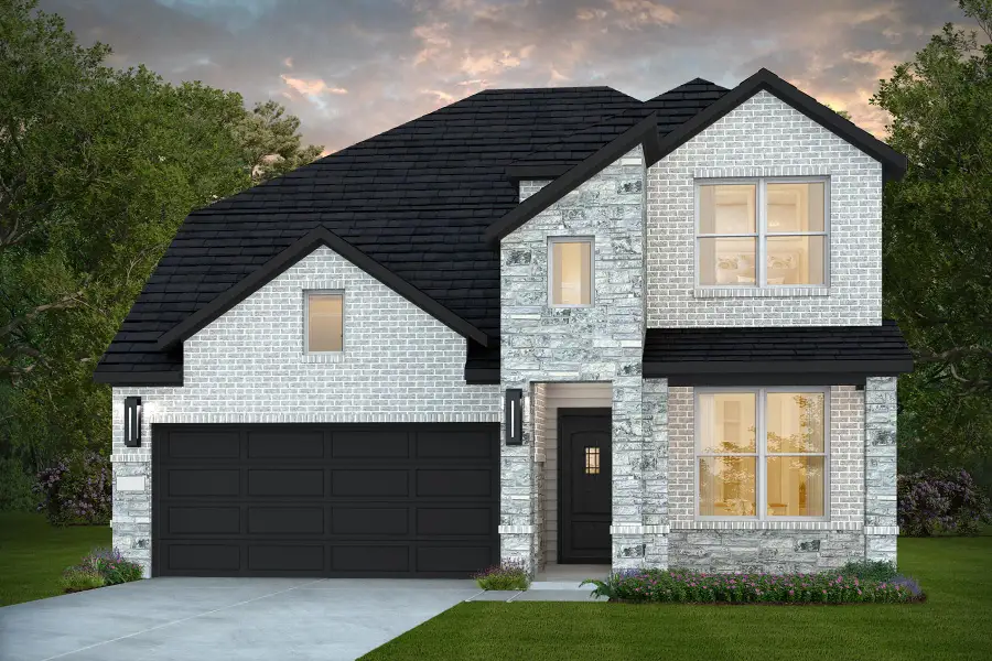 Representative exterior photo of a completed home built from the Needham by Pulte Homes in Spring Branch Preserve, Montgomery, TX (Image 1). Representative exterior photo of a completed home built from the Needham by Pulte Homes in Spring Branch Preserve, Montgomery, TX (Image 1).