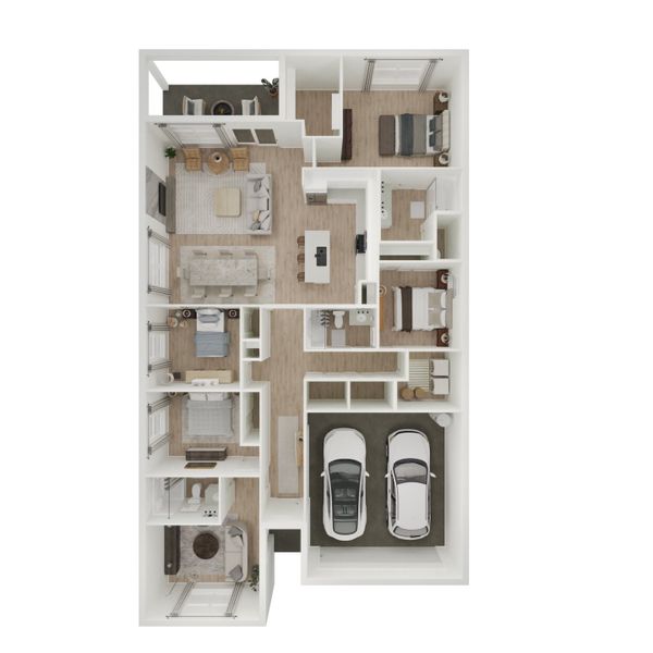 2D floor plan layout for the Passionflower II by K. Hovnanian® Homes in Aspire at The Pines, Citrus Springs, FL (Image 5). 2D floor plan layout for the Passionflower II by K. Hovnanian® Homes in Aspire at The Pines, Citrus Springs, FL (Image 5).