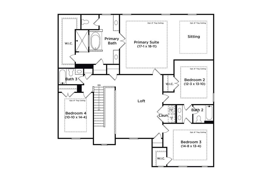 2D floor plan layout for the McKinley II by DRB Homes in Northcroft, Loganville, GA (Image 4).