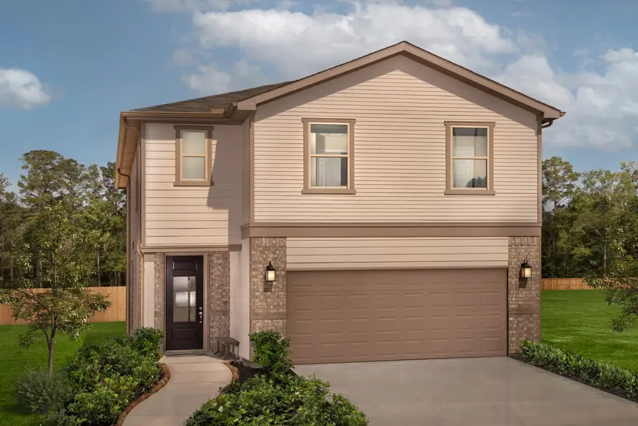 Representative exterior photo of a completed home built from the 2335 by KB Home in Labella Trails, Montgomery, TX (Image 1). Representative exterior photo of a completed home built from the 2335 by KB Home in Labella Trails, Montgomery, TX (Image 1).